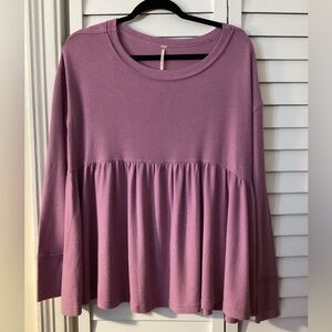 Free People Lilac Babydoll Long-Sleeve Peplum Tunic Size XS